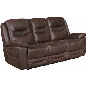 coaster hemer transitional upholstered power2 sofa in chocolate
