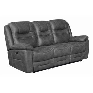 coaster hemer transitional upholstered power2 sofa in dark gray