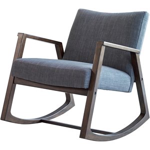coaster mid-century modern upholstered rocking chair in gray and walnut