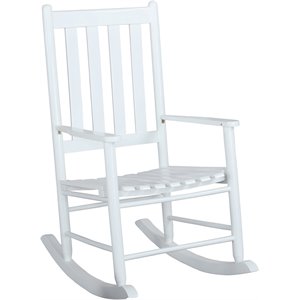 coaster mission slat back wooden rocking chair in white