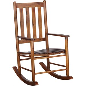 coaster slat back wooden rocking chair in golden brown