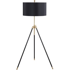 Coaster Zabka 63-inch Drum Shade Metal Tripod Floor Lamp in Black