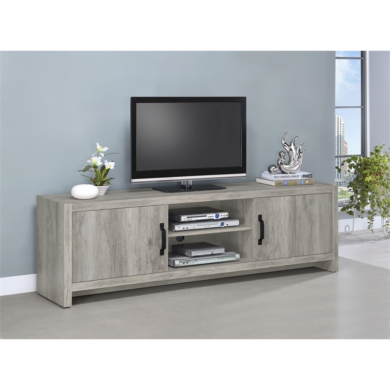 Burke 2-door Engineered Wood 71-inch TV Stand Grey Driftwood