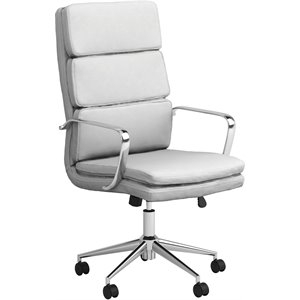 coaster high back upholstered office chair in white