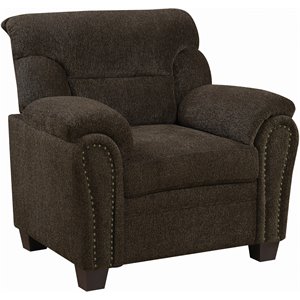 coaster clemintine upholstered chair with nailhead trim in brown