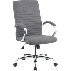 coaster upholstered office chair with casters in gray and chrome