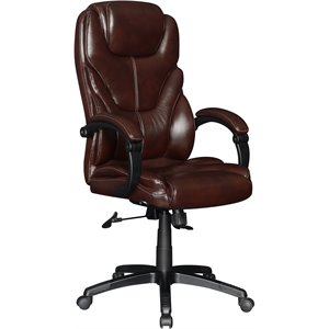 coaster upholstered curved arm office chair in brown and black
