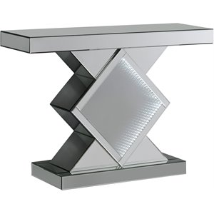 coaster console table with led lighting in silver