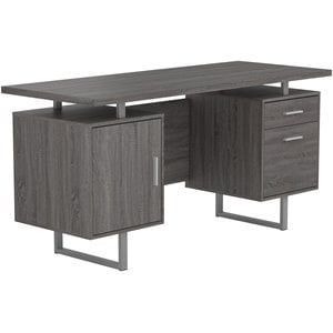 coaster contemporary wood floating top storage office desk in gray