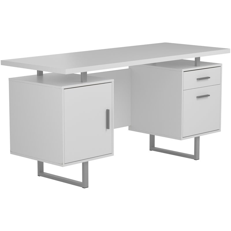 60 White Corner Desk with Storage by Monarch 