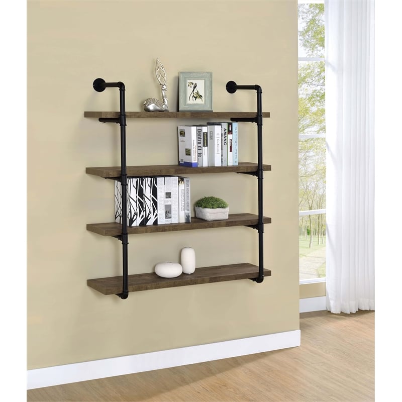 Elmcrest 39-inch 4-shelf Wall Bookshelf Rustic Oak