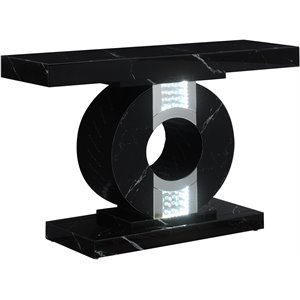 coaster geometric console table with led lighting in black