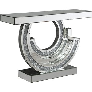 coaster multi-dimensional console table in silver