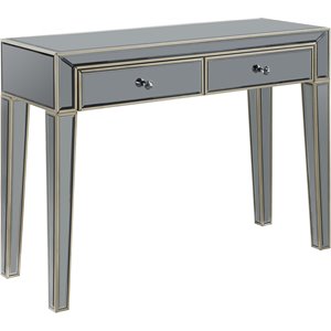 coaster 2 drawer console table in gray and champagne