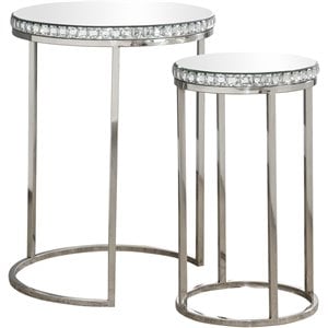coaster bleker 2 piece round nesting table in silver