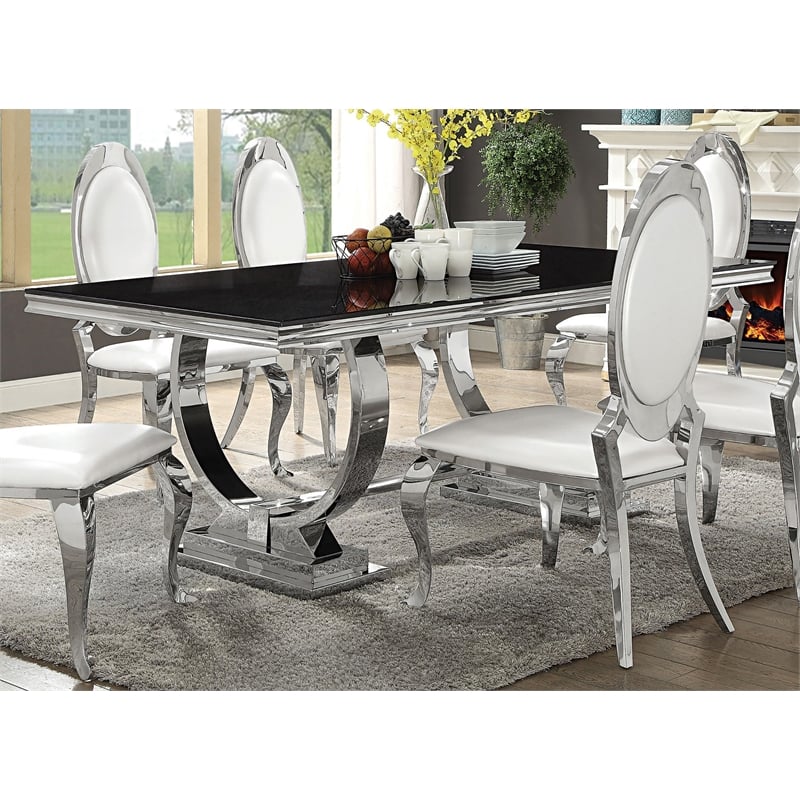 Antoine Rectangular 95-inch Glass Top Dining Table Black