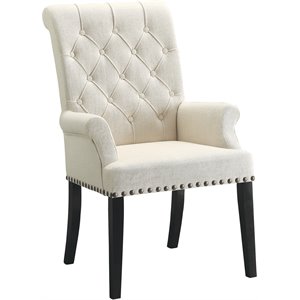 coaster tufted back upholstered arm chair in beige