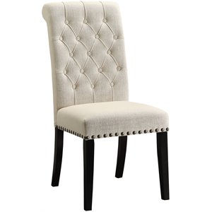 coaster tufted back upholstered side chair in beige