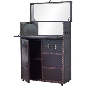 coaster 2 door upholstered bar cabinet in dark brown