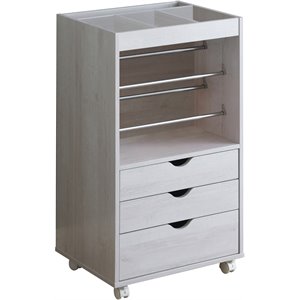 coaster 3 drawer storage cabinet with caters in white oak