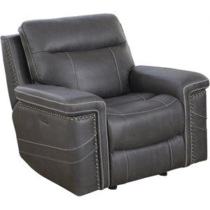 coaster wixom power2 glider recliner in charcoal