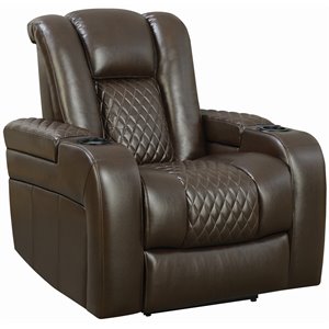 coaster delangelo power2 recliner with cup holders in brown