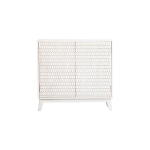 Gambon 2-door Wood Honeycomb Pattern Accent Cabinet White