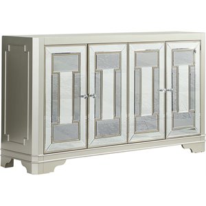 coaster 4 door accent cabinet in smoke and champagne