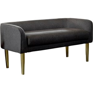 coaster low back upholstered bench in dark gray and gold