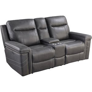 coaster wixom 1 drawer power2 loveseat with console in charcoal