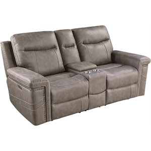 coaster wixom 1 drawer power2 loveseat with console in taupe