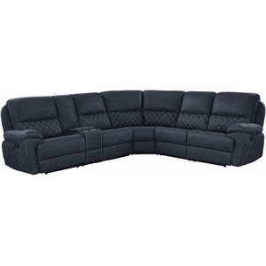 coaster variel 6 piece modular motion sectional in blue