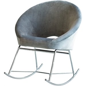coaster upholstered papasan rocking chair in silver and chrome