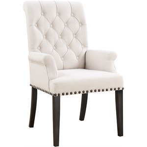 coaster phelps upholstered arm chair in beige and smokey black