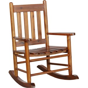 Coaster Slat Back Youth Rocking Chair in Golden Brown
