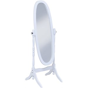 coaster traditional oval cheval mirror in white