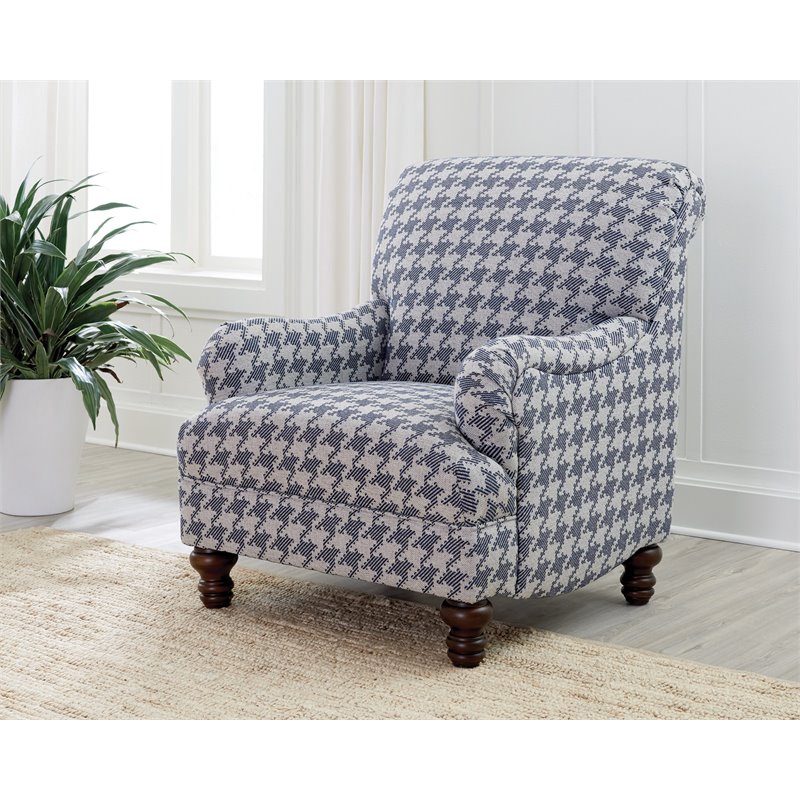 Glenn Upholstered English Arm Accent Chair Blue