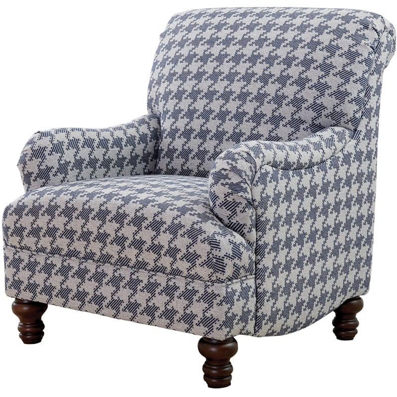 Glenn Upholstered English Arm Accent Chair Blue