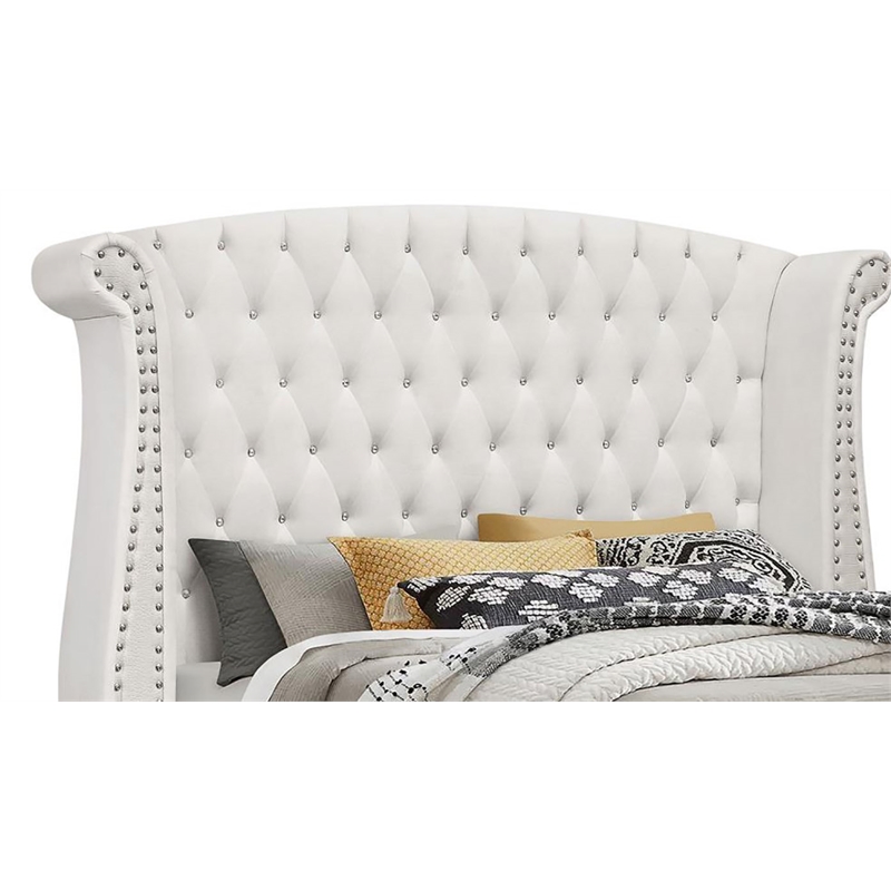 Barzini Upholstered Eastern King Wingback Bed White