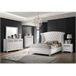 Barzini Upholstered Eastern King Wingback Bed White
