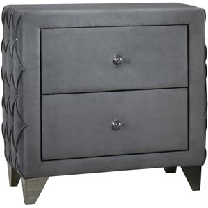 coaster sandboard 2 drawer button tufted nightstand in grey