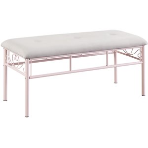 coaster massi tufted upholstered bench in powder pink
