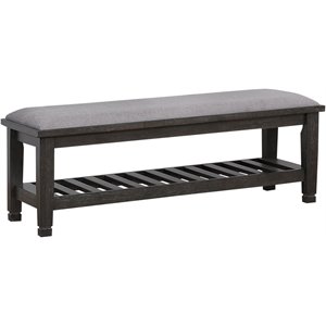 coaster franco upholstered bench with slatted shelf in weathered sage