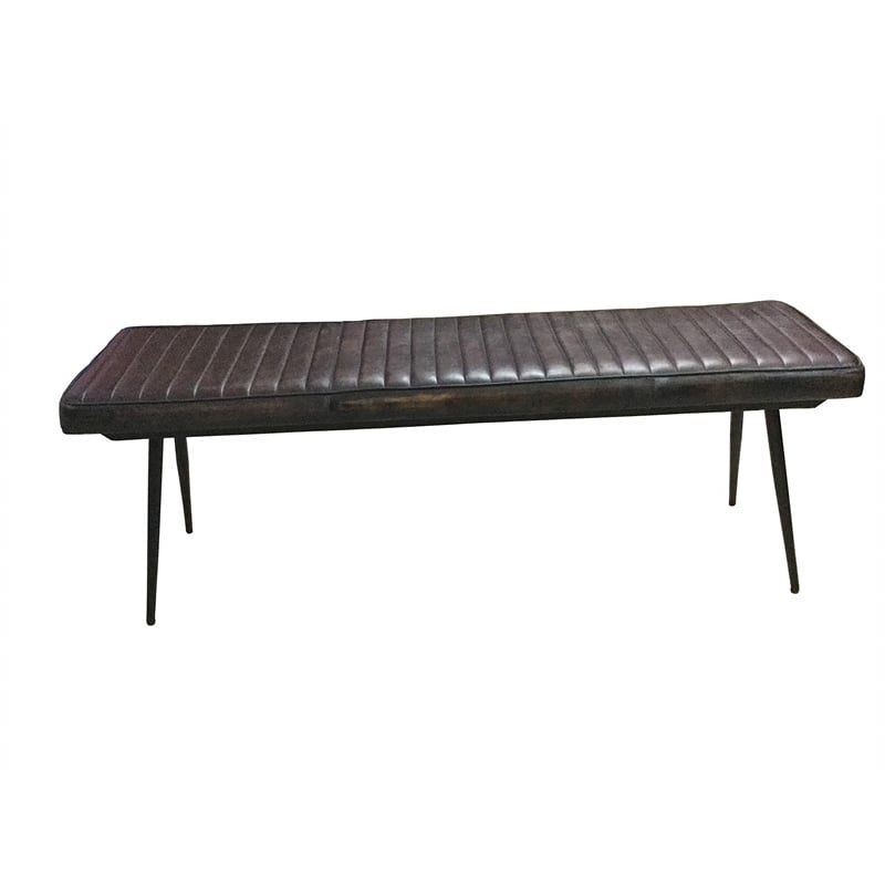 Misty Leather Upholstered Dining Bench Antique Espresso
