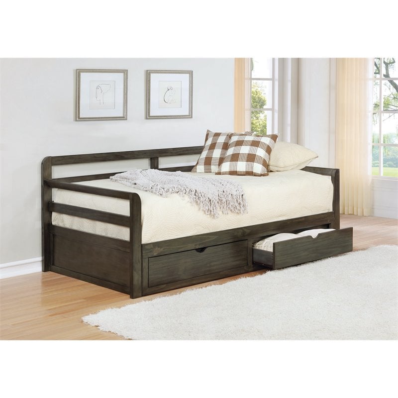 Sorrento 2-drawer Twin XL Daybed with Extension Trundle Grey