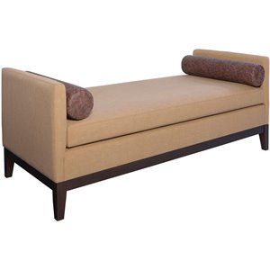 coaster upholstered wooden legs bench in amber and brown