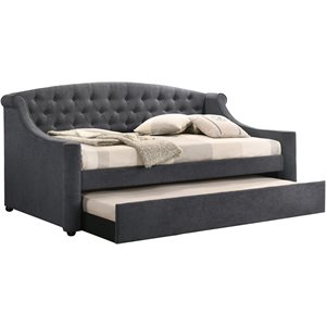 coaster penfield twin upholstered daybed with trundle in grey