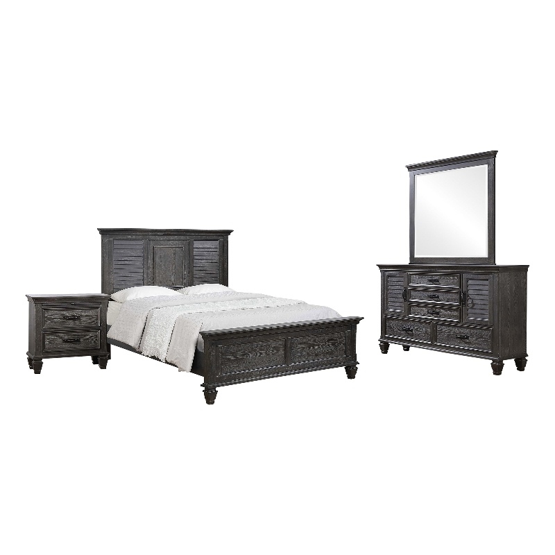 Coaster Franco 4Piece Wood Eastern King Panel Bedroom Set in Gray