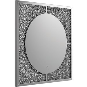 Coaster Theresa Contemporary Glass LED Wall Mirror in Silver and Black