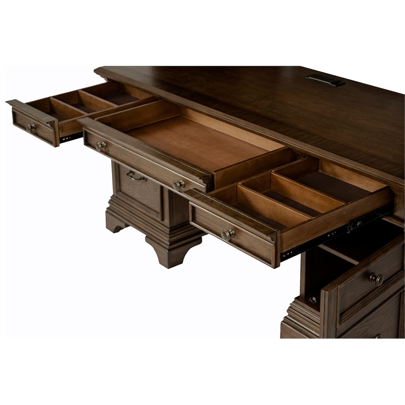 Hartshill 66-inch 5-drawer Credenza Office Desk Burnish Oak